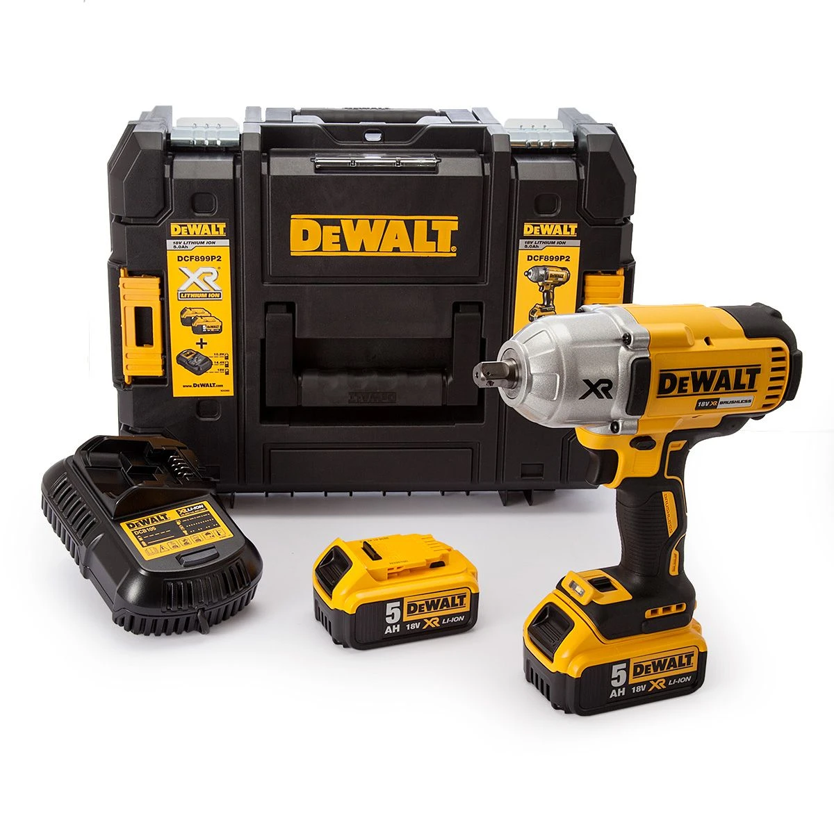 DeWalt DCF899P2 18V Li-Ion Accu Slagmoersleutel Set (2x 5.0Ah Accu) In Koffer - 950Nm - 1/2" - Koolborstelloos - DCF899P2-QW 1 DeWalt DCF899P2 18V Li-Ion Accu Slagmoersleutel Set (2x 5.0Ah Accu) In Koffer - 950Nm - 1/2" - Koolborstelloos - DCF899P2-QW