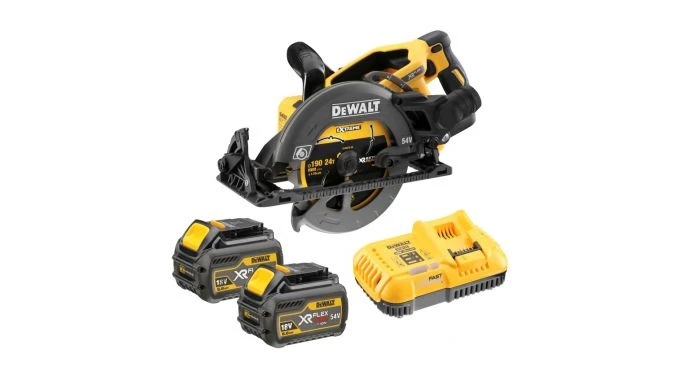 DeWalt DCS577T2 54V XR FlexVolt Li-Ion Accu Cirkelzaag Set (2x 6.0Ah Accu) - 190mm - Koolborstelloos - DCS577T2-QW 1 DeWalt DCS577T2 54V XR FlexVolt Li-Ion Accu Cirkelzaag Set (2x 6.0Ah Accu) - 190mm - Koolborstelloos - DCS577T2-QW