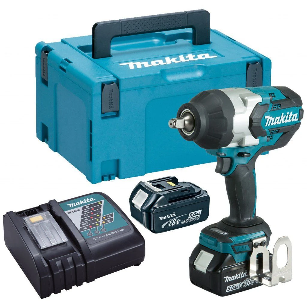 Makita DTW1002RTJ 18V Li-Ion Accu Slagmoersleutel Set (2x 5.0Ah Accu) In Mbox - 1050Nm - 1/2" - Koolborstelloos 1 Makita DTW1002RTJ 18V Li-Ion Accu Slagmoersleutel Set (2x 5.0Ah Accu) In Mbox - 1050Nm - 1/2" - Koolborstelloos