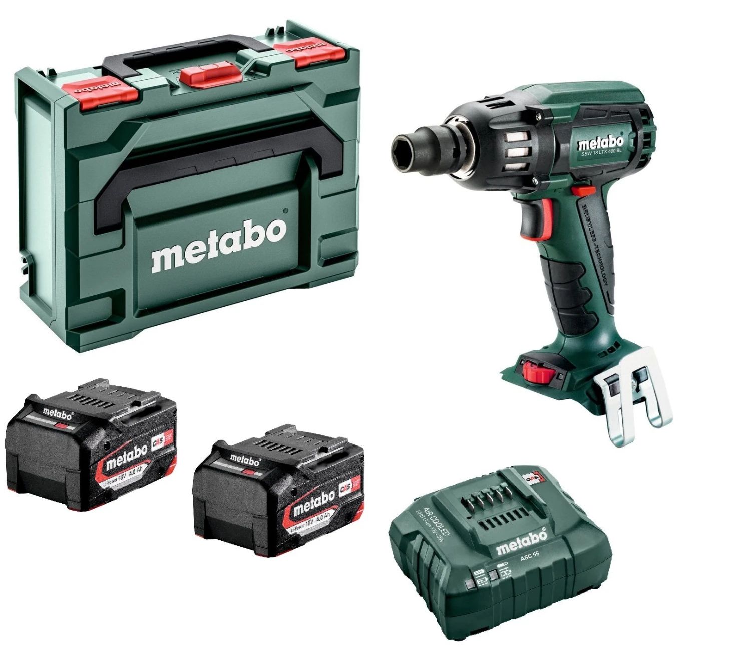 Metabo SSW 18 LTX 400 BL 18V Li-Ion Accu Slagmoersleutel Set (2x 4.0Ah Li-Power Accu) In MetaBox - 400Nm - 1/2" - Koolborstelloos - 602205500 1 Metabo SSW 18 LTX 400 BL 18V Li-Ion Accu Slagmoersleutel Set (2x 4.0Ah Li-Power Accu) In MetaBox - 400Nm - 1/2" - Koolborstelloos - 602205500